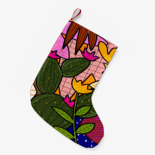 Abstrakte tropische Blätter und Blume Kleiner Weihnachtsstrumpf