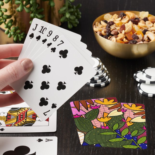 Abstrakte tropische Blätter und Blume Spielkarten (In Situ)