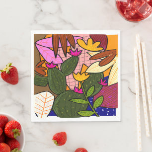 Abstrakte tropische Blätter und Blumen Serviette