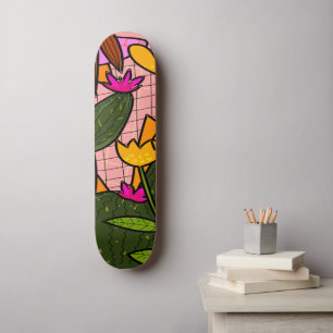 Abstrakte tropische Blätter und Blumen Skateboard