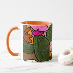 Abstrakte tropische Blätter und Blumen Tasse