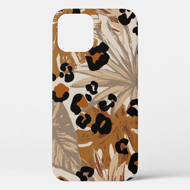 Abstrakte tropische Blätter und Grunge-Leoparden Case-Mate iPhone Hülle (Rückseite)
