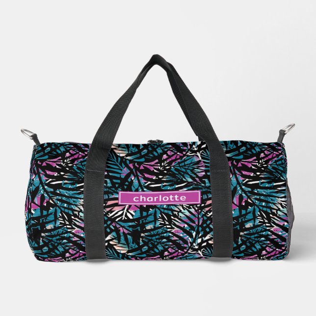 Abstrakte tropische Blume Blätter Girl Sports Gym Duffle Bag (Vorderseite)