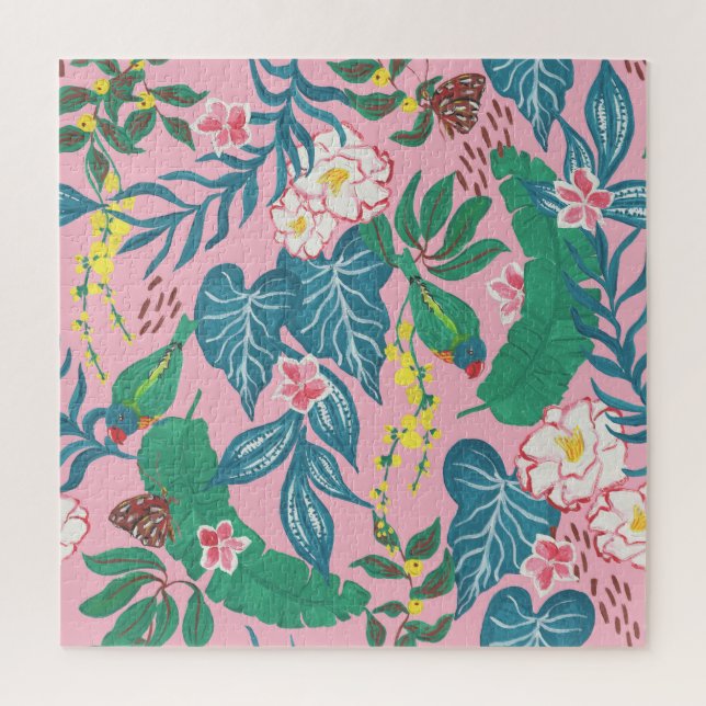 Abstrakte tropische Blume, Guache Malmuster (Vertikal)