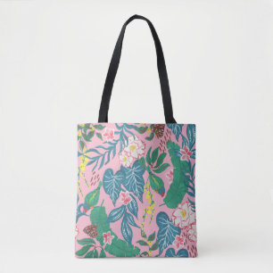 Abstrakte tropische Blume, Guache Malmuster Tasche