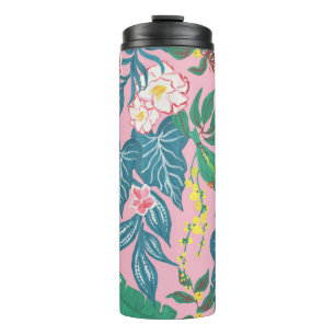 Abstrakte tropische Blume, Guache Malmuster Thermosbecher