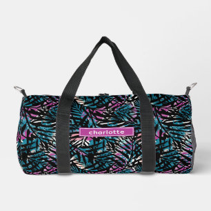 Abstrakte tropische Blumen Blätter Mädchen Sport F Duffle Bag
