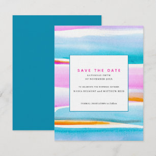 Abstrakte tropische Gezeitenlinien Hochzeit Save-t Einladung