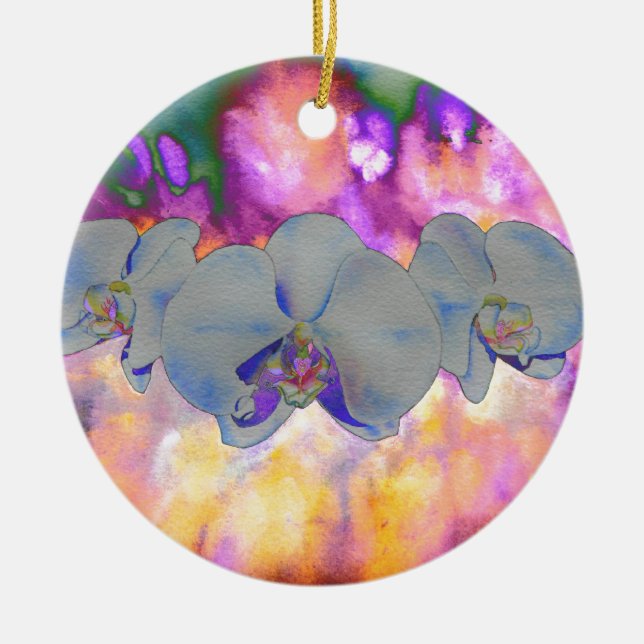 Abstrakte tropische Orchideen Keramikornament (Vorne)