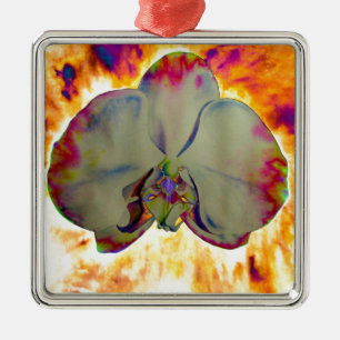 Abstrakte tropische Orchideenmalerei Silbernes Ornament