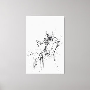 Abstrakte Trumpet-Player-Sketch - Premium Leinwanddruck