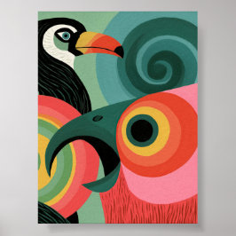 Abstrakte Tukan-Geometrie-Wandkunst im Stil der Mi Poster