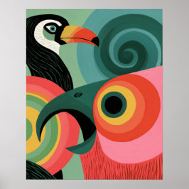 Abstrakte Tukan-Geometrie-Wandkunst im Stil der Mi Poster
