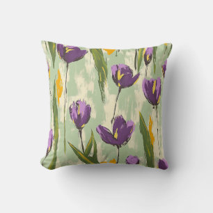 Abstrakte Tulip Blüten auf grünem Hintergrund Kissen