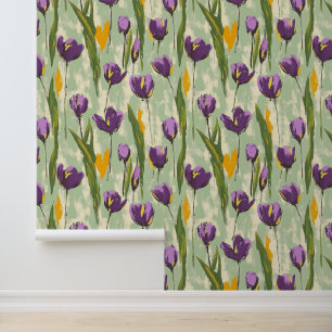 Abstrakte Tulip Blüten auf grünem Hintergrund Tapete