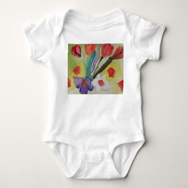 Abstrakte Tulips und Frühlingsblumen Baby Strampler (Vorderseite)