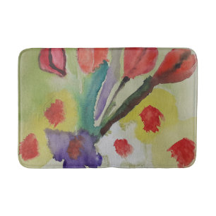 Abstrakte Tulips und Frühlingsblumen Badematte