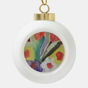 Abstrakte Tulips und Frühlingsblumen Keramik Kugel-Ornament