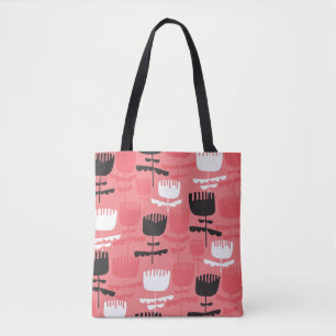 Abstrakte Tulpe Blume Silhouette nahtlos Muster Tasche