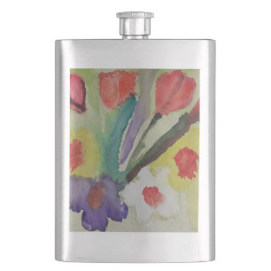 Abstrakte Tulpen & Frühlingsblumen Klassisch Flachmann