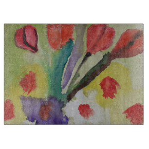 Abstrakte Tulpen & Frühlingsblumen Schneidebrett