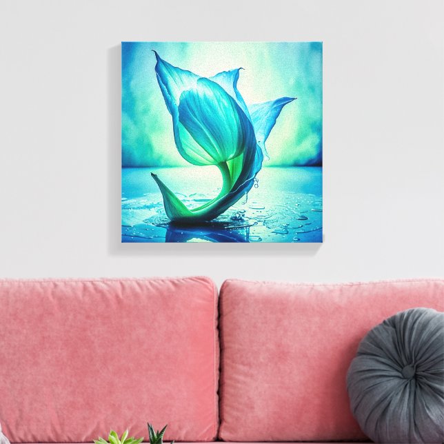 Abstrakte Tulpenmalerei mit Aquarellfarbe Leinwanddruck (Insitu (Wohnzimmer))