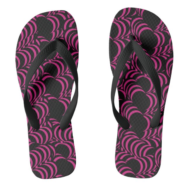 Abstrakte Tunnel-Wirbel Rosa Schwarz Flip Flops (Fußbett)