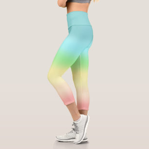 Abstrakte Türkis Grün Gelb Rosa Pastellfarben Capri Leggings