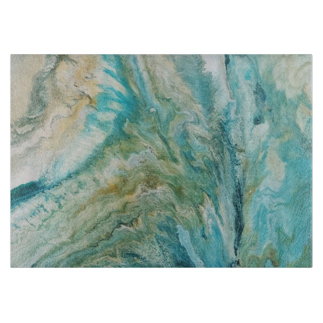 abstrakte türkisfarbene Acrylputzküste Schneidebrett (Vorderseite)