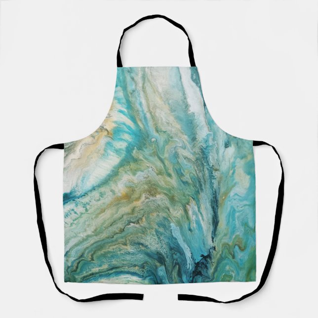 abstrakte türkisfarbene Acrylputzküste Schürze (Vorderseite)