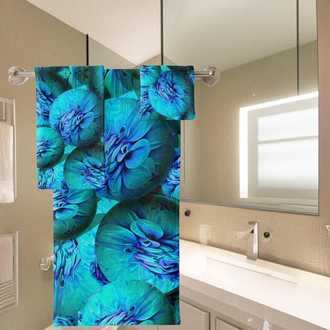 Abstrakte türkisfarbene Blasen Badhandtuch Set (Von Creator hochgeladen)