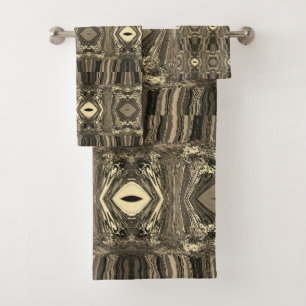 Abstrakte Twirlers P & P Halbe Brick Sepia Badhandtuch Set