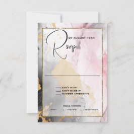 Abstrakte UAWG Black Gold Rose Rosa RSVP Karte