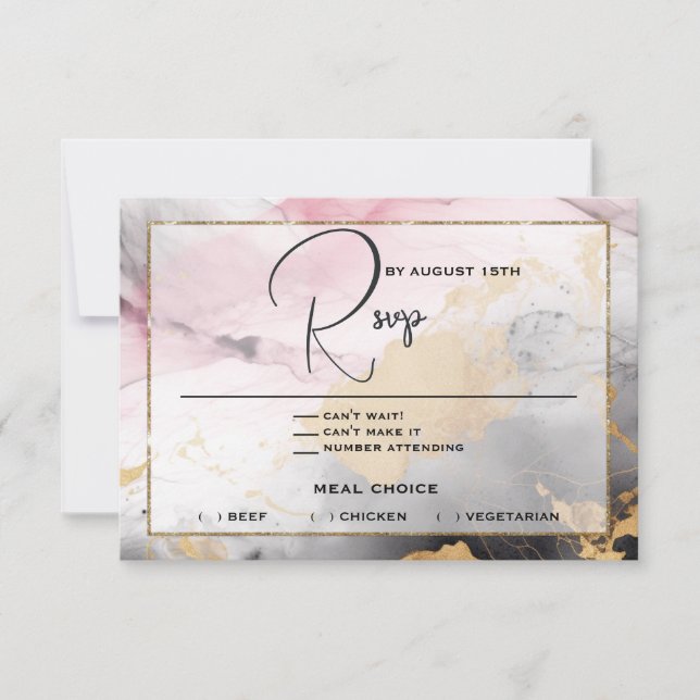 Abstrakte UAWG Black Gold Rose Rosa RSVP Karte (Vorderseite)