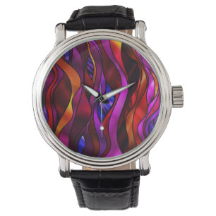 Abstrakte Uhr von festgeklemmtem Glas