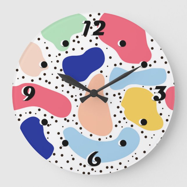 Abstrakte und moderne niedliche Kinderformen Große Wanduhr (Vorderseite)