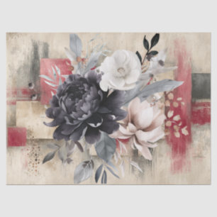 Abstrakte Uni bedrückte Florals Decoupage Seidenpapier