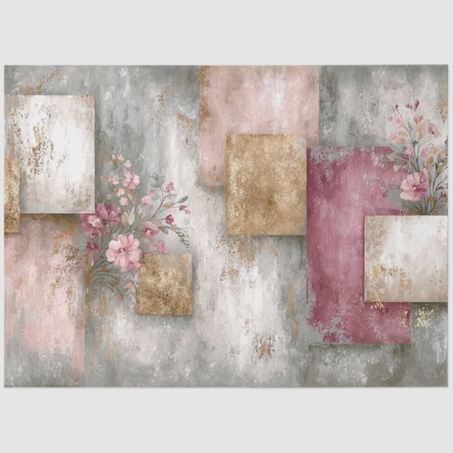 Abstrakte Uni bedrückte Florals Decoupage Seidenpapier (Vorderseite)