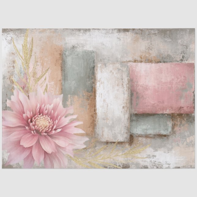 Abstrakte Uni bedrückte Florals Decoupage Seidenpapier (Vorderseite)