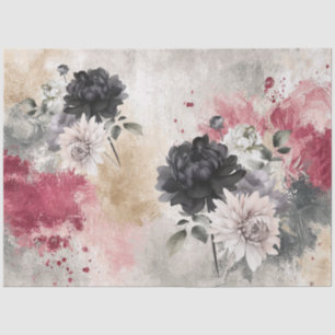 Abstrakte Uni bedrückte Florals Decoupage Seidenpapier