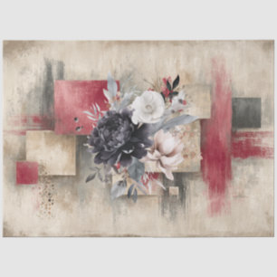 Abstrakte Uni bedrückte Florals Decoupage Seidenpapier