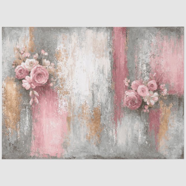 Abstrakte Uni bedrückte Florals Decoupage Seidenpapier (Vorderseite)