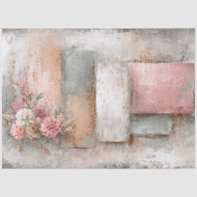 Abstrakte Uni bedrückte Florals Decoupage Seidenpapier (Vorderseite)