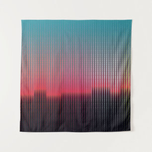 Abstrakte urbane Landschaft mit bunten Quadraten Wandteppich