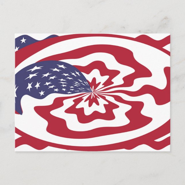Abstrakte US Flagge Amerikanische Patriotische Kun Postkarte (Vorderseite)