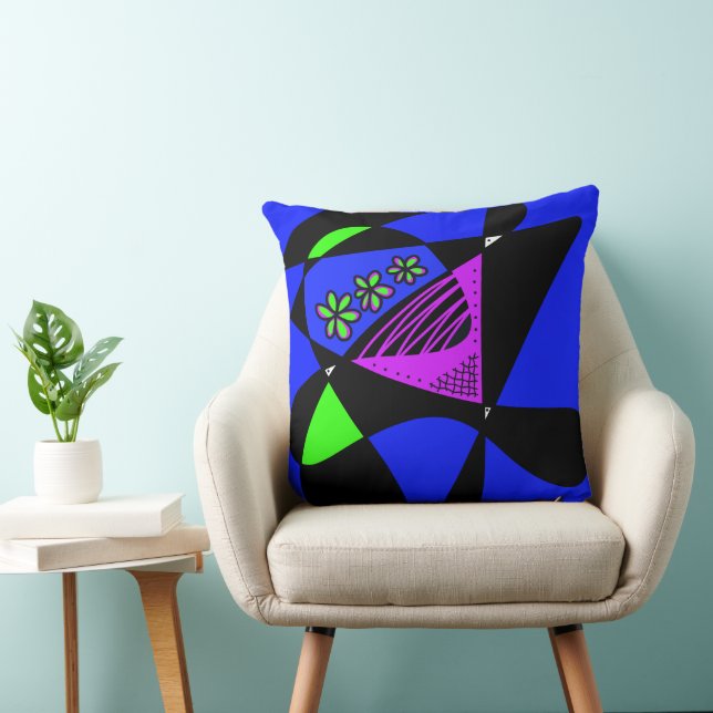 Abstrakte US Flagge: Blue Magenta Green Kissen (Stuhl )