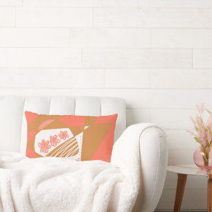 Abstrakte US Flagge: Coral Camel White Lendenkissen