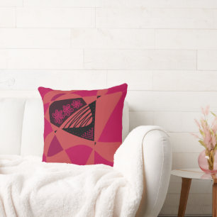 Abstrakte US Flagge: Schwarz-Pink-Koralle Kissen