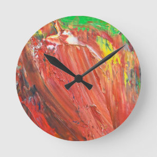 Abstrakte vertikale Geste in Rot Runde Wanduhr
