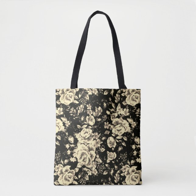 Abstrakte Vintage Blumenglastextur Tasche (Vorderseite)